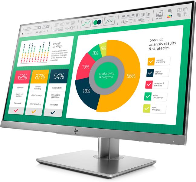 HP EliteDisplay E223 54,6 cm (21.5"") 1920 x 1080 Pixels Full HD LED Flat Zwart, Zilver