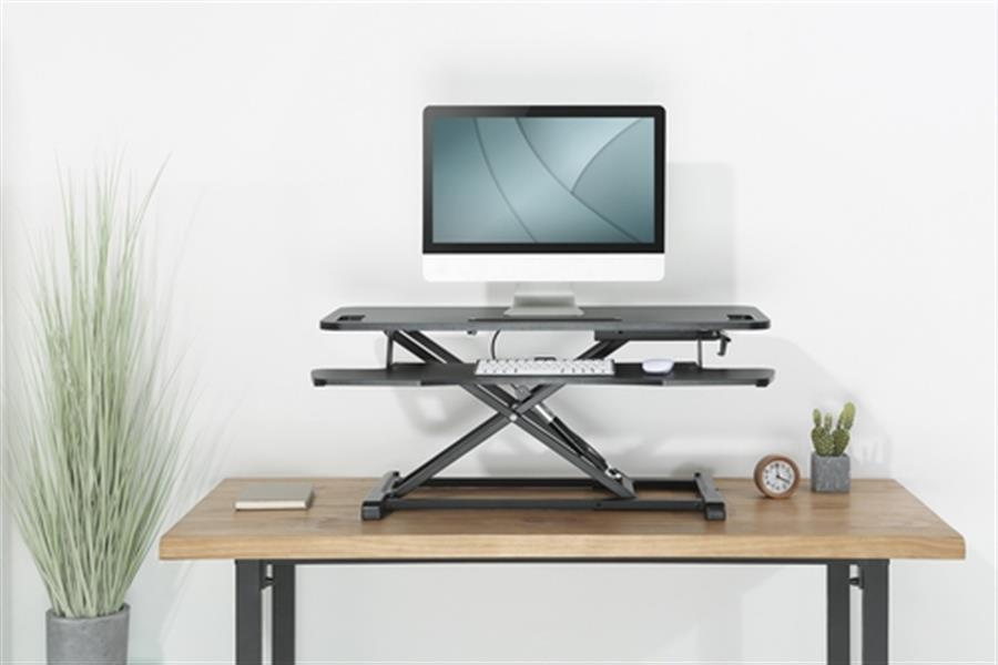 Height Adjustable Sit-Stand desktop 95x61x10-50cm - Lower Keyboard and mouse deck