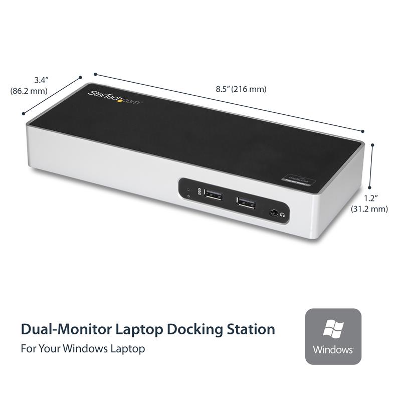 StarTech.com USB 3.0 Docking Station Dual Monitor Laptop Docking Station met HDMI & DVI/VGA Video 6-Port USB 3.1 Gen 1 5Gbps Hub, GbE, Audio Universee