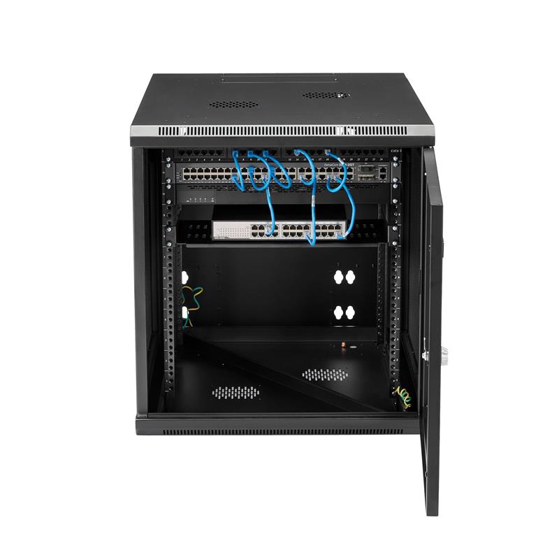 StarTech.com 12U 19"" Wandmonteerbaar Netwerk Cabinet, Diepte 61cm (24""), 4 Post, Afsluitbaar IT Rack met Schap, Geventileerd Data Rack voor Switch, 