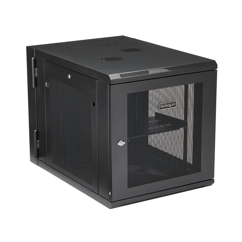 StarTech.com 12U 19"" Wandmonteerbaar Netwerk Cabinet, Diepte 61cm (24""), 4 Post, Afsluitbaar IT Rack met Schap, Geventileerd Data Rack voor Switch, 