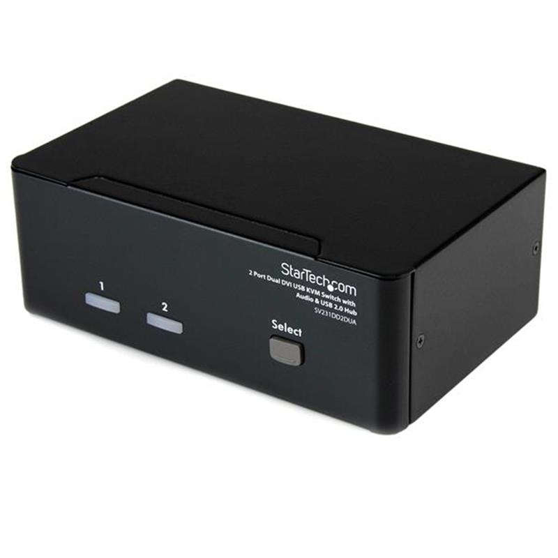 StarTech.com 2-poort Dual DVI USB KVM-switch met Audio en USB 2.0-hub