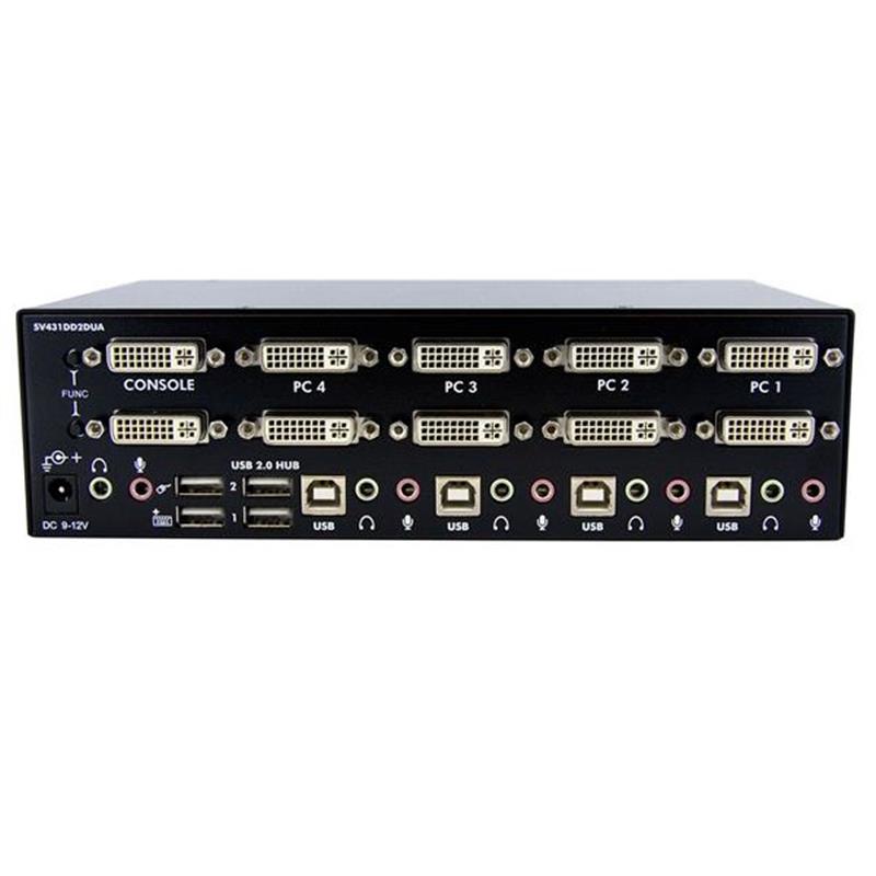 StarTech.com 4-poort Dual DVI USB KVM-switch met Audio en USB 2.0-hub