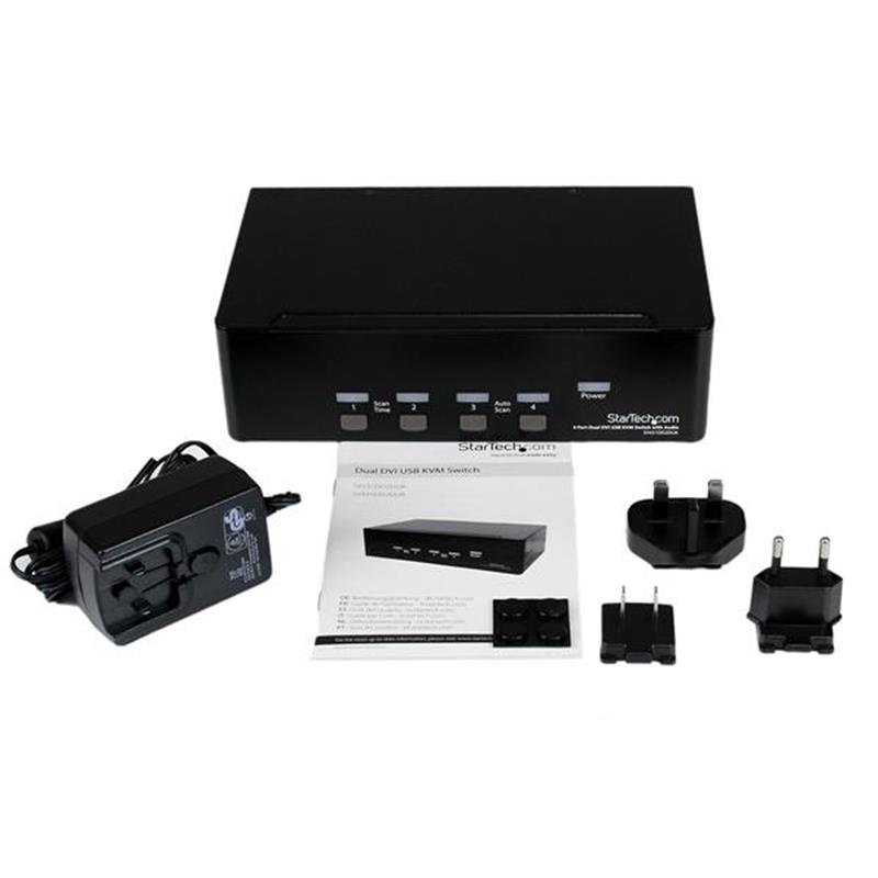 StarTech.com 4-poort Dual DVI USB KVM-switch met Audio en USB 2.0-hub