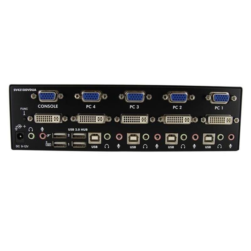 StarTech.com 4-poort DVI VGA USB KVM-switch met Audio en USB 2.0-hub