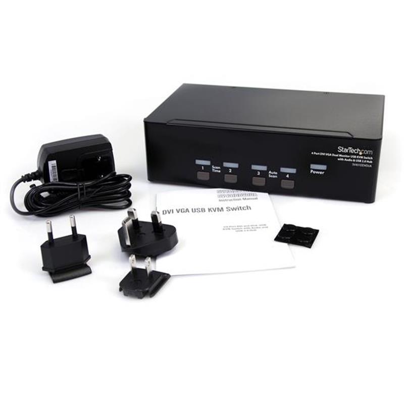 StarTech.com 4-poort DVI VGA USB KVM-switch met Audio en USB 2.0-hub