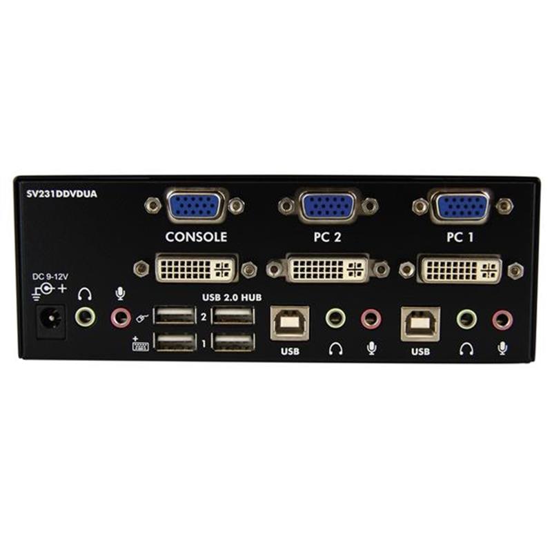 StarTech.com 2-poort DVI VGA USB KVM-switch met Audio en USB 2.0-hub