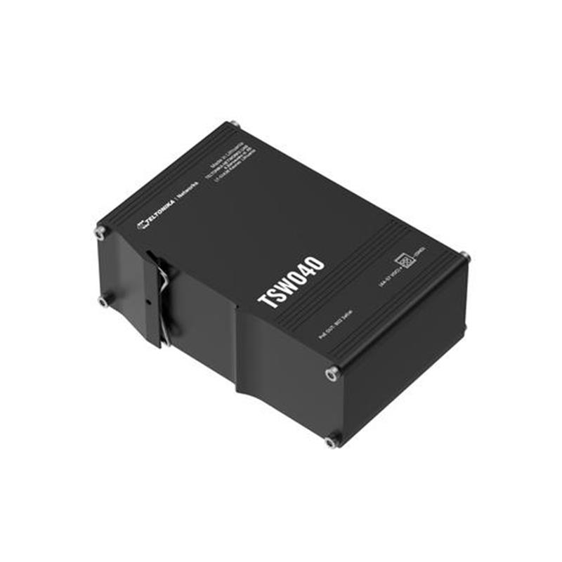 Teltonika NETWORKS TSW040 8-Port PoE Switch Unmanaged Fast Ethernet 10 100 Power over Ethernet PoE Zwart