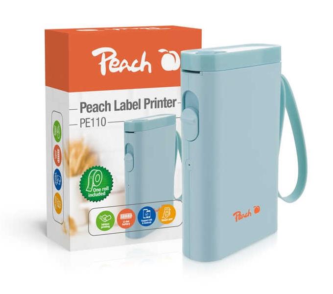 Peach PE110 labelprinter Direct thermisch 203 x 203 DPI 60 mm/sec Draadloos Bluetooth