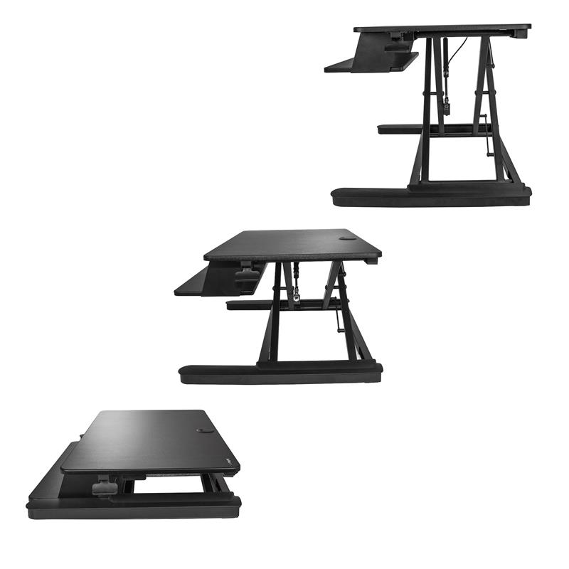 StarTech.com Zit Sta Bureau Converter met Toetsenbordlade, In Hoogte Verstelbaar Ergonomisch Ruim Bureau/Bureaublad (88 x 53cm), Geschikt voor 2 Monit