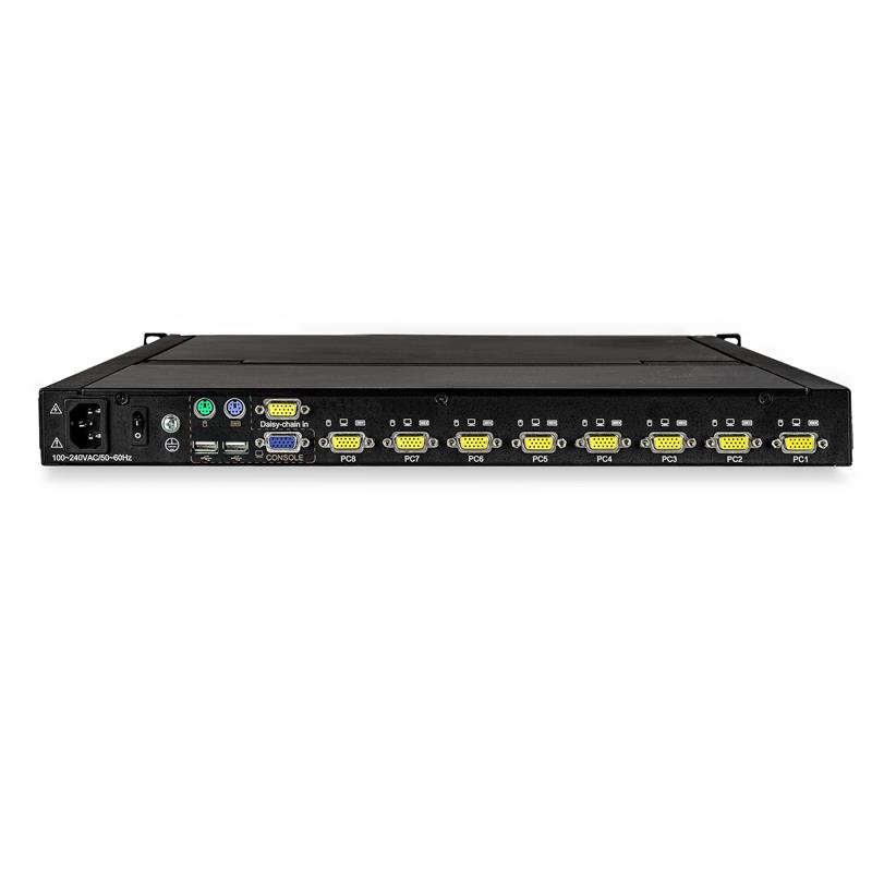 StarTech.com 8 port KVM Rack Console met 1,8m Lange Kabels, Geïntegreerde KVM Switch met 17"" LCD Scherm, Universele 1U LCD KVM Console, OSD KVM, Duur