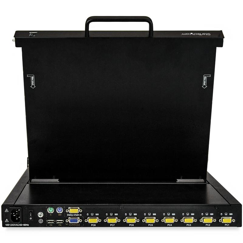 StarTech.com 8 port KVM Rack Console met 1,8m Lange Kabels, Geïntegreerde KVM Switch met 17"" LCD Scherm, Universele 1U LCD KVM Console, OSD KVM, Duur