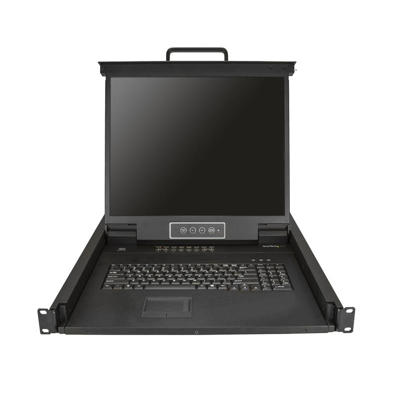 StarTech.com 16 port KVM Rack Console met 1,8m Lange Kabels, Geïntegreerde KVM Switch met 19"" LCD Scherm, Universele 1U LCD KVM Console, OSD KVM, Duu