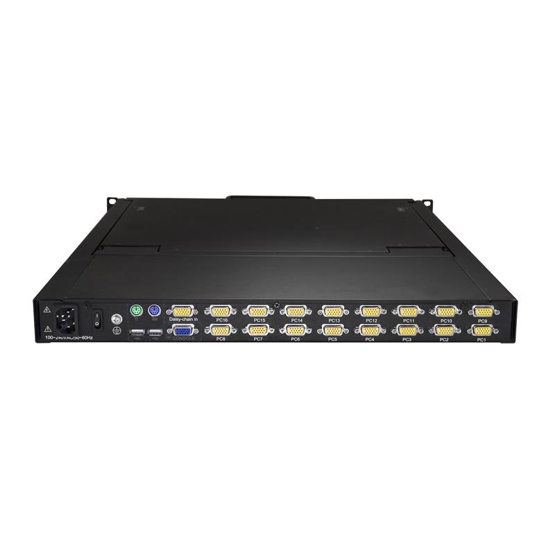 StarTech.com 16 port KVM Rack Console met 1,8m Lange Kabels, Geïntegreerde KVM Switch met 19"" LCD Scherm, Universele 1U LCD KVM Console, OSD KVM, Duu