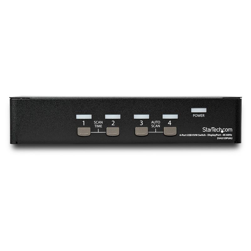 StarTech.com 4 Port DisplayPort KVM Switch, 4K 60Hz, Single Display, Dual Port UHD DP 1.2 USB KVM Switch met Geïntegreerde USB 2.0 Hub & Audio, Dell, 