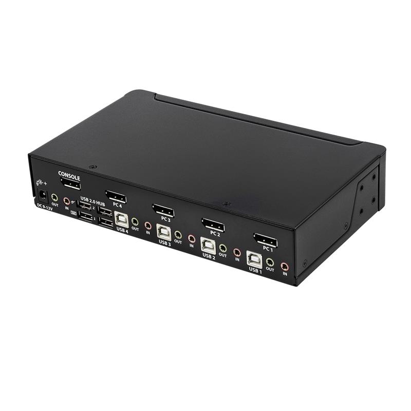 StarTech.com 4 Port DisplayPort KVM Switch, 4K 60Hz, Single Display, Dual Port UHD DP 1.2 USB KVM Switch met Geïntegreerde USB 2.0 Hub & Audio, Dell, 