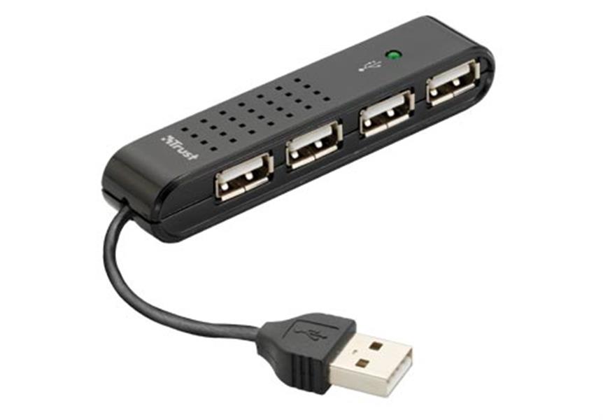 Trust Vecco | 4 Poorts Hub | USB 2.0 | Mini | Zwart