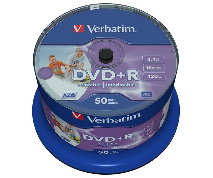 Verbatim DVD+R Wide Inkjet Printable No ID Brand 4,7 GB 50 stuk(s)