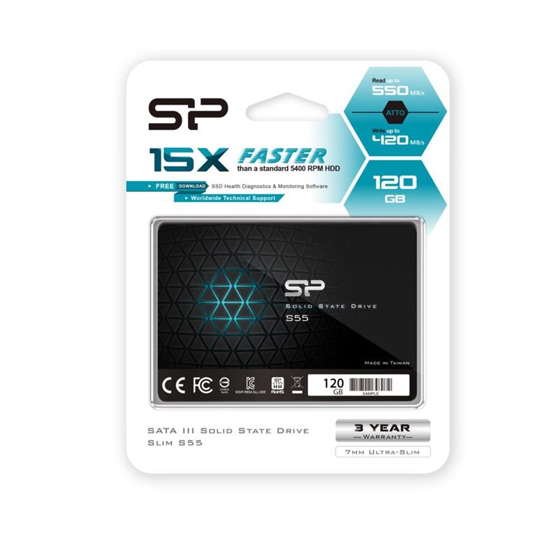 Silicon Power Slim S55 120GB SSD TLC , max R/W 520 MB/S