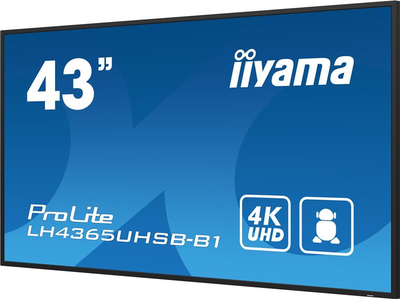 iiyama LH4365UHSB-B1 beeldkrant Kiosk-ontwerp 108 cm (42.5"") LED Wifi 800 cd/m² 4K Ultra HD Zwart Type processor Android 11 24/7