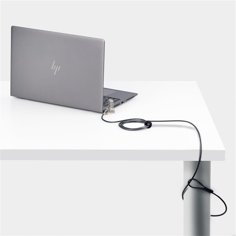 StarTech.com 2m Universeel Laptop Kabelslot, Security Kabel met Vooraf Ingesteld Combinatieslot, Compatibel met Noble Wedge®/Nano/K-Slot, Cijfersl