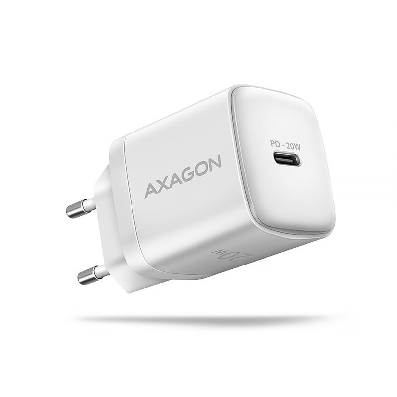 Axagon ACU-PD20W wall charger 1x QC3.0/AFC/FCP/PD type-C 20W white Mobiele telefoon, Smartphone, Smartwatch, Tablet, Universeel, Horloge Wit AC Snel o