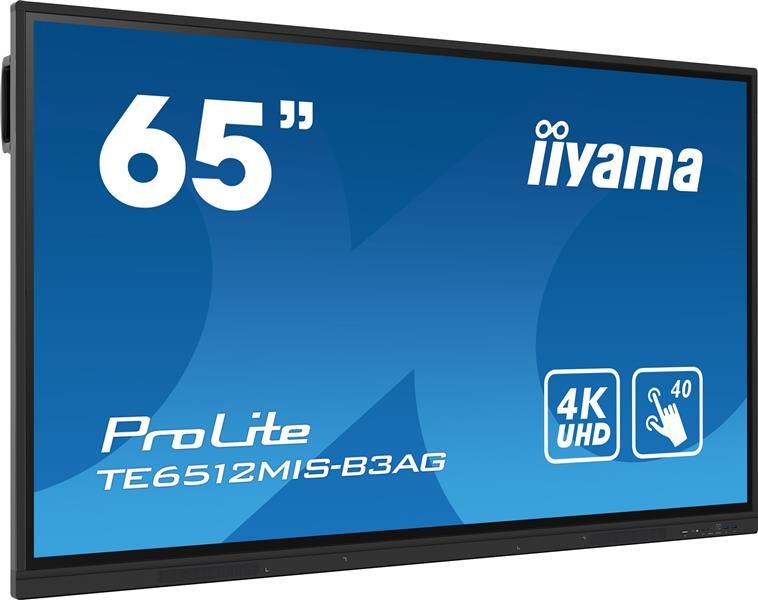 iiyama TE6512MIS-B3AG beeldkrant Kiosk-ontwerp 165,1 cm (65"") LCD Wifi 400 cd/m² 4K Ultra HD Zwart Touchscreen Type processor Android 11 24/7