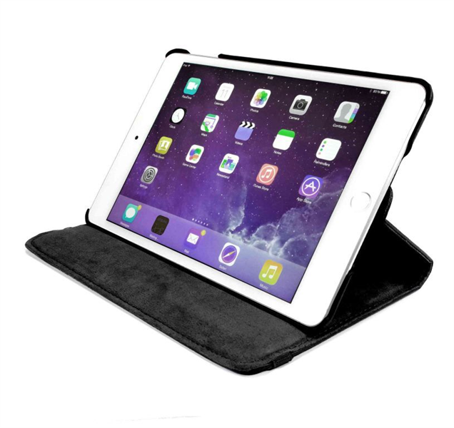 Tuff-Luv - 360 graden draaiende case - Voor iPad Mini 4 - Met slaapfunctie - Zwart