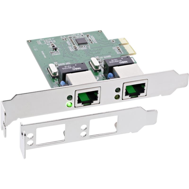 InLine Dual Gigabit Network Interface Card PCI Express 2x 1GBit s PCIe x1 incl low-profile slot bracket