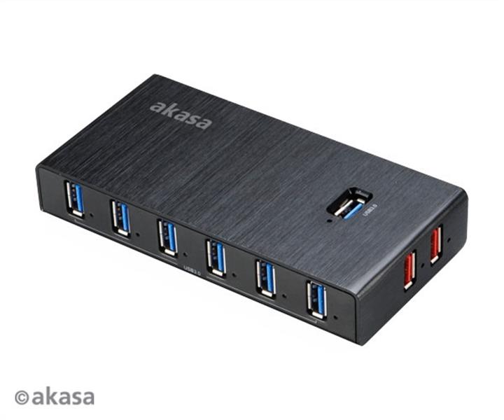 Akasa Elite 10EX 10 Port USB 3 0 Hub with 2 Fast Charging ports ON OFF switch Power Adapter included *USBAF *USBBF