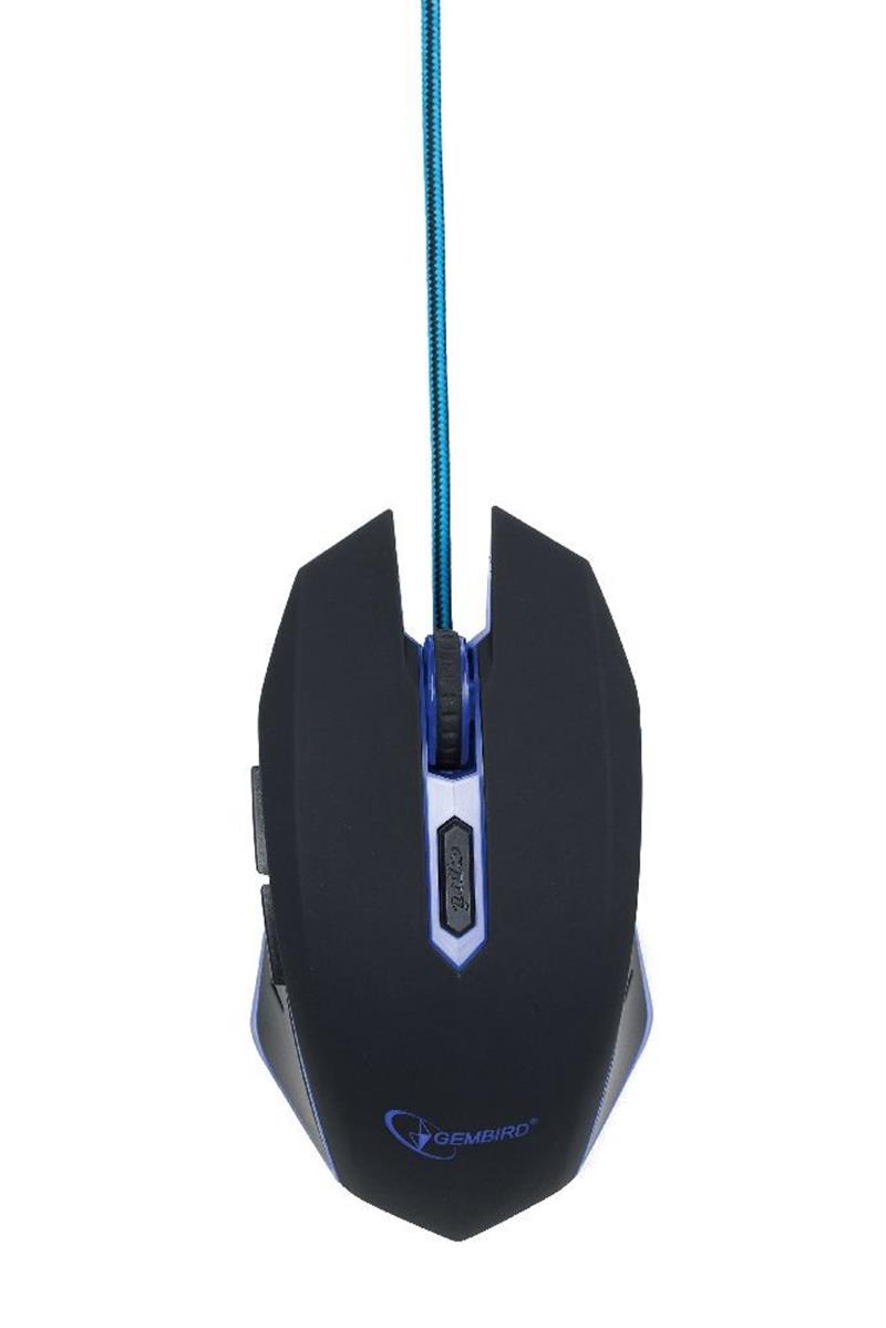 Gembird Gaming muis USB zwart blauw 2400dpi illuminated
