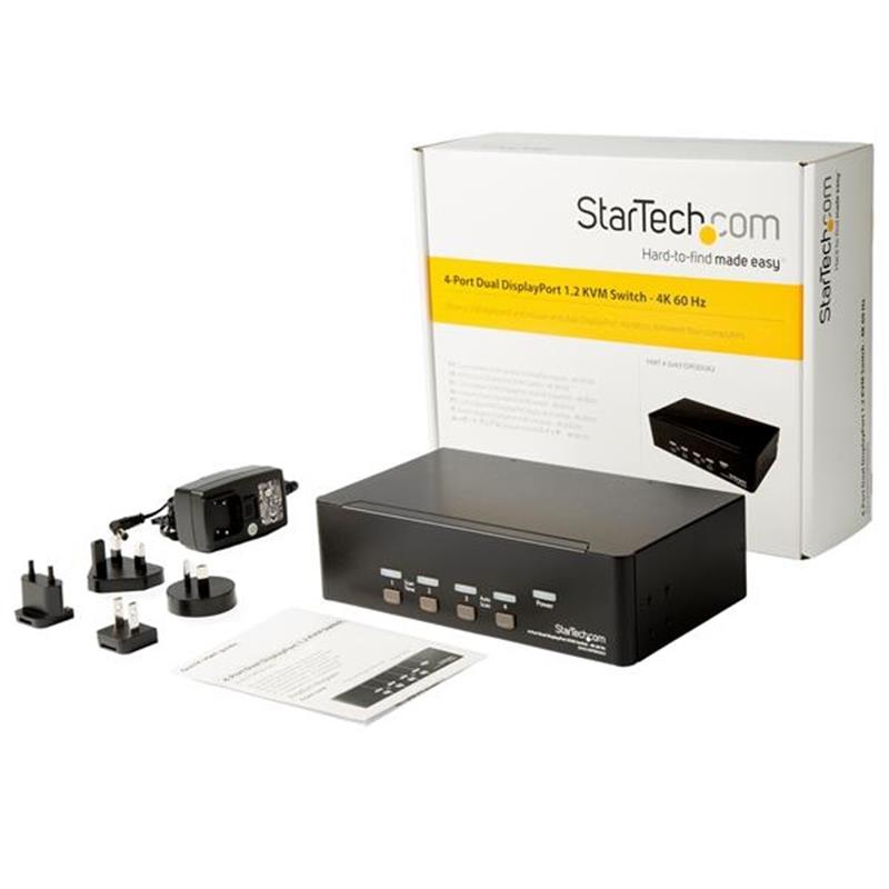 StarTech.com 4 poorts Dual DisplayPort KVM switch 4K 60Hz