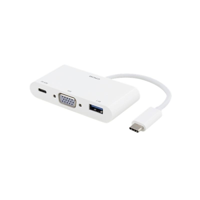  DELTACO USB-C VGA AV Adapter White