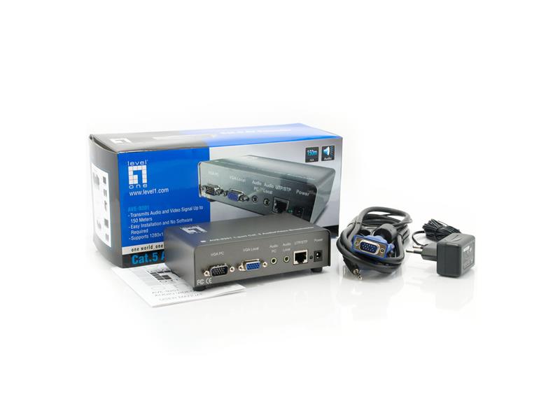 LevelOne AVE-9201 audio/video extender AV-zender & ontvanger Zwart