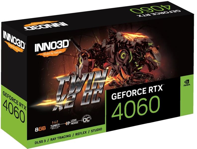 INNO3D GeForce RTX 4060 Twin X2 OC 8GB GDDR6 128-bit 2490 17Gbps 3xDP HDMI