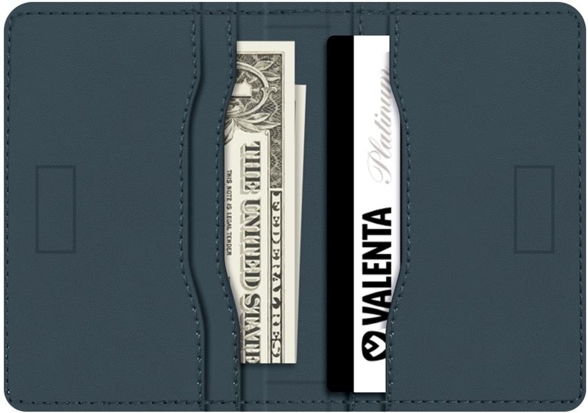 Valenta Leather Card Wallet Snap Blue