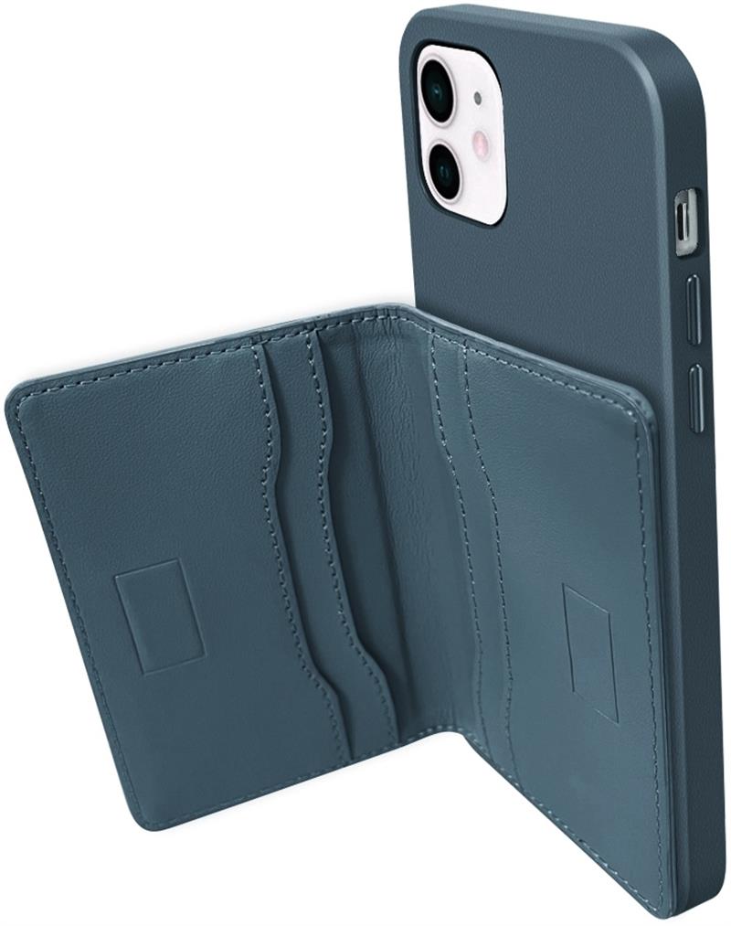 Valenta Leather Card Wallet Snap Blue