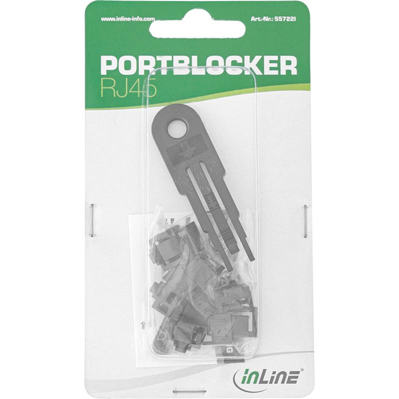 InLine RJ45 port blocker starter set with 10 blockers and key black