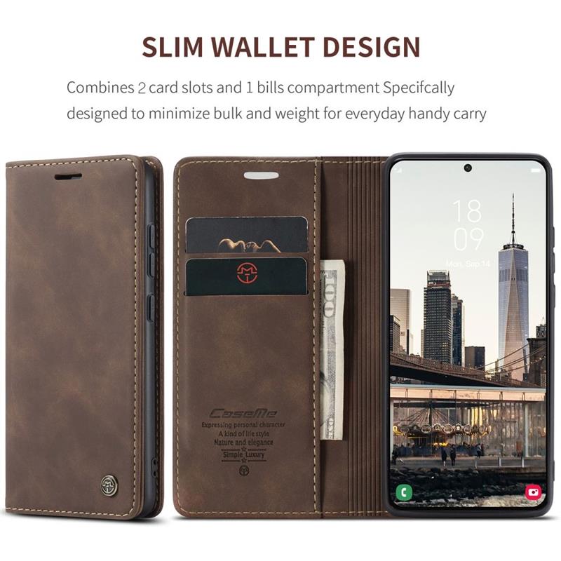 Caseme Case Samsung Galaxy S22 - Retro Wallet Case - Brown