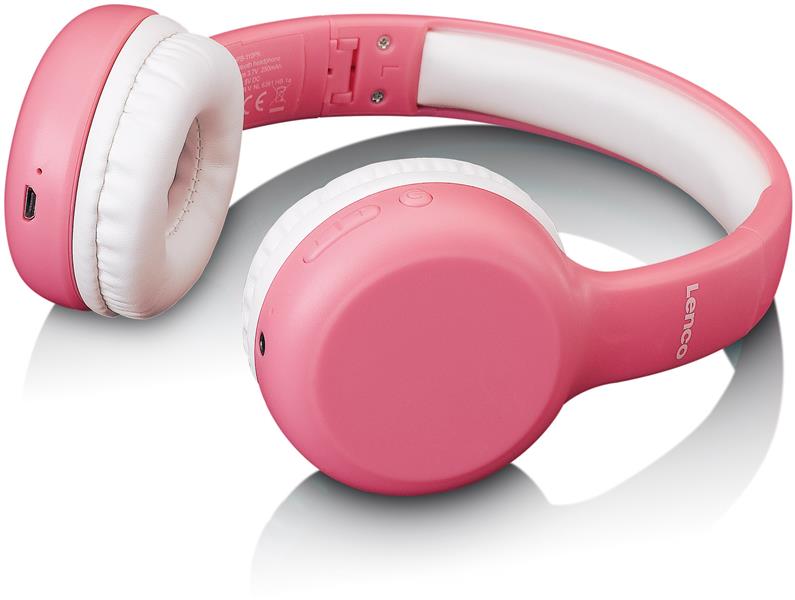  Lenco On-Ear Stereo Bluetooth Headset for Kids Pink