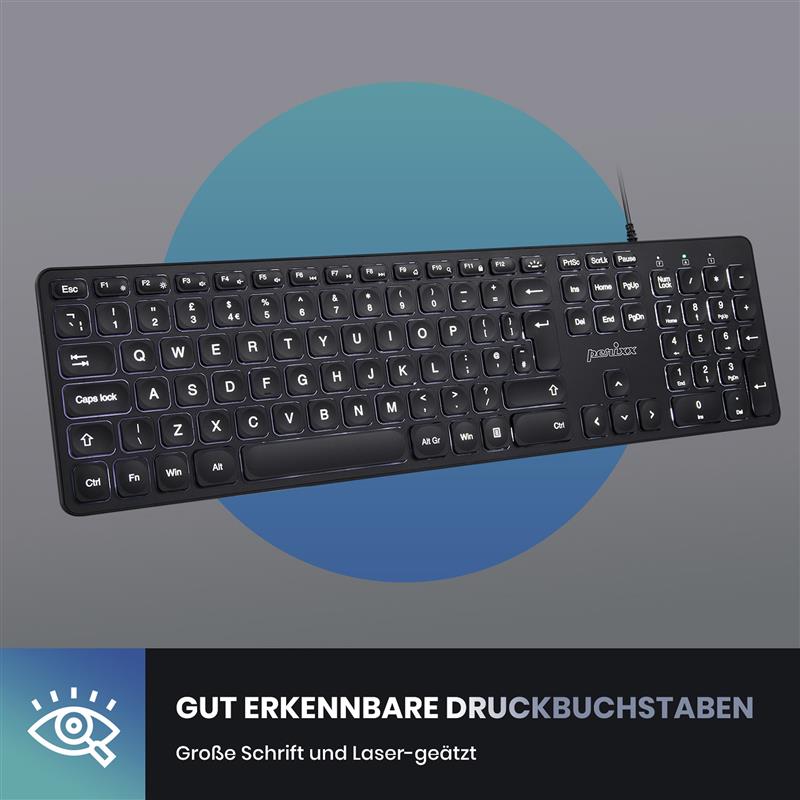 Perixx PERIBOARD-331 DE B keyboard USB wired backlight black