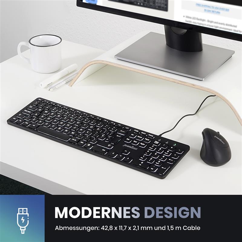 Perixx PERIBOARD-331 DE B keyboard USB wired backlight black