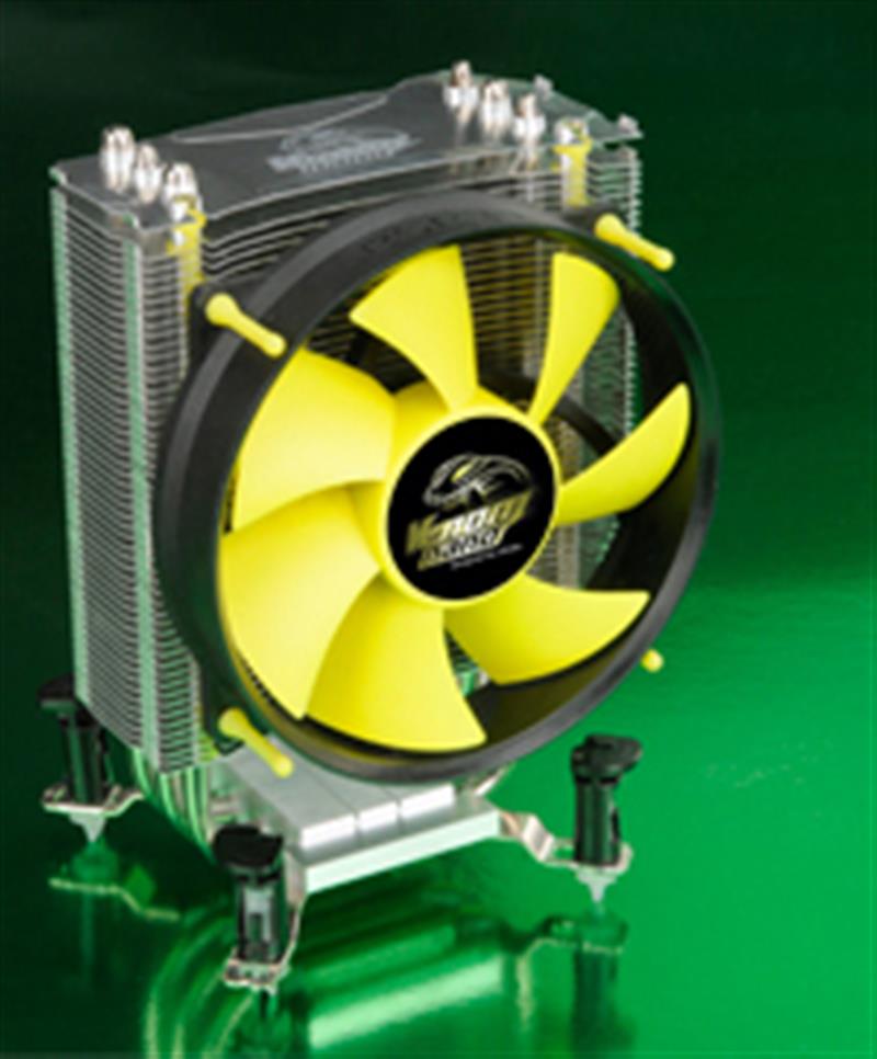 Akasa Venom nano multi platform 3 direct contact hp cooler with viper yellow 100mm pwm fan ***
