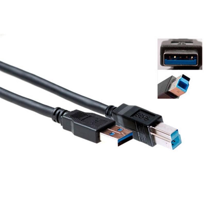 ACT SB3019 USB-kabel 2 m USB 3.2 Gen 1 (3.1 Gen 1) USB A USB B Zwart