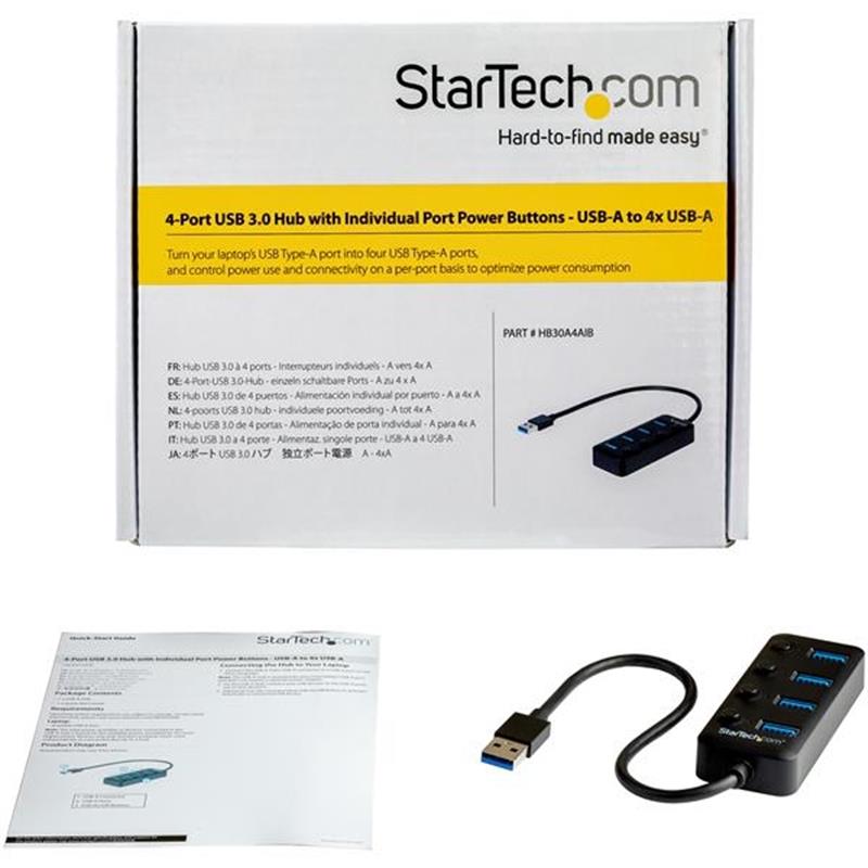 StarTech.com 4 poorts USB 3.0 C hub 4x USB-A met Aan/Uit knoppen