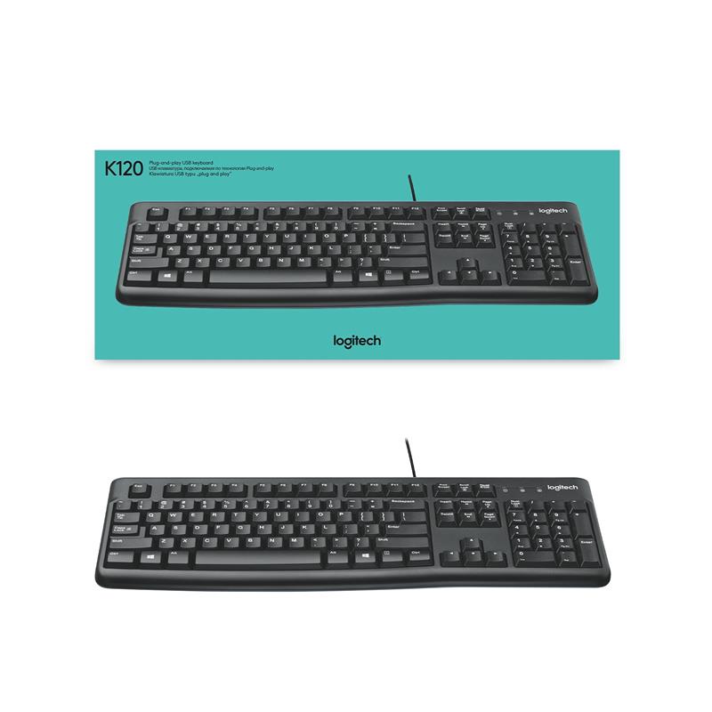 Logitech K120 Corded Keyboard toetsenbord USB QWERTZ Zwitsers Zwart