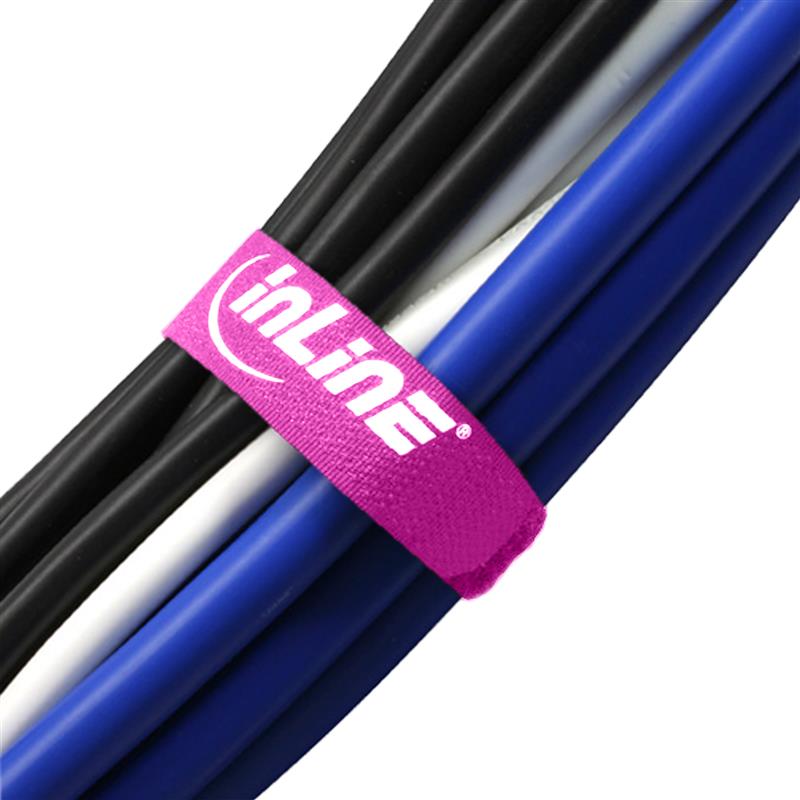 InLine Cable Strips hook-and-loop 20 x 200mm 10 pcs pink
