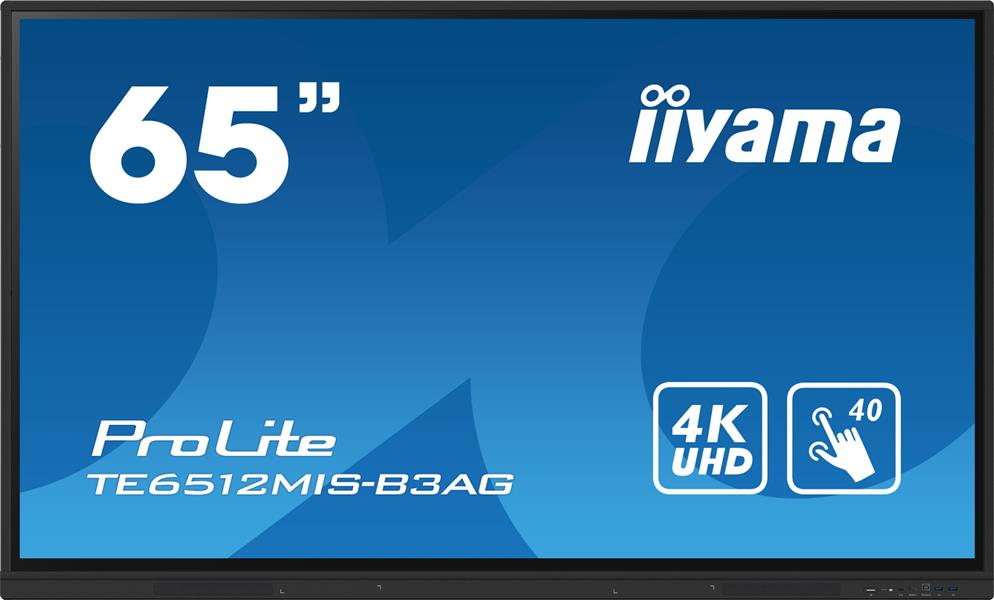 iiyama TE6512MIS-B3AG beeldkrant Kiosk-ontwerp 165,1 cm (65"") LCD Wifi 400 cd/m² 4K Ultra HD Zwart Touchscreen Type processor Android 11 24/7