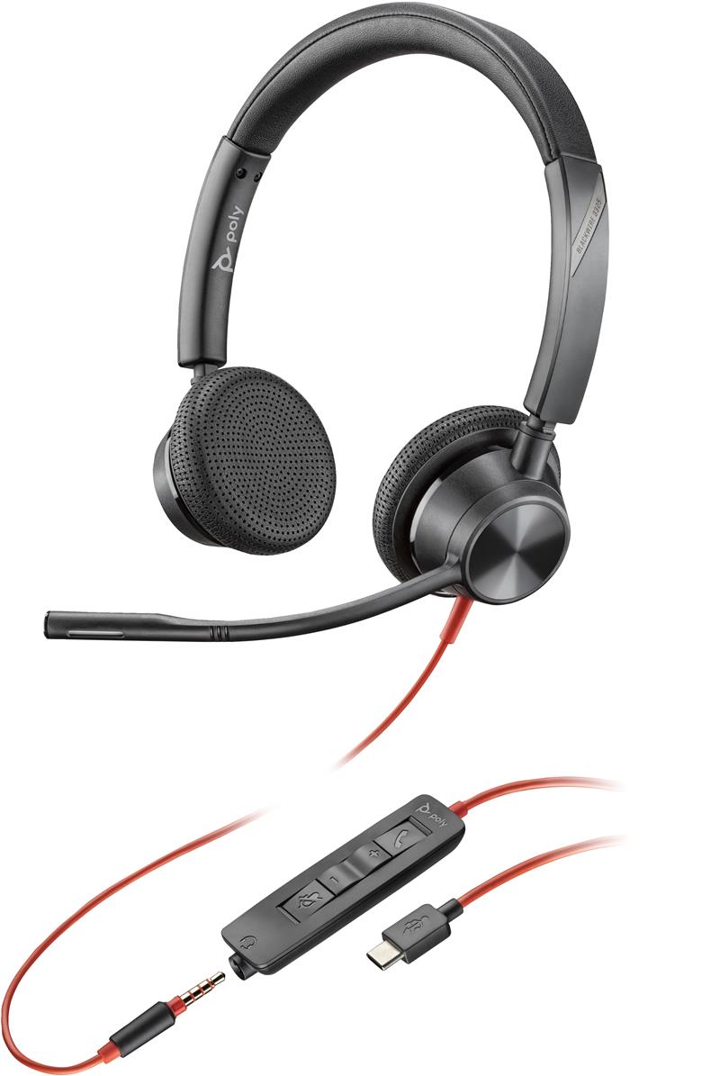 HP Poly Blackwire 3225 Headset Bedraad Hoofdband Kantoor/callcenter USB Type-C Zwart
