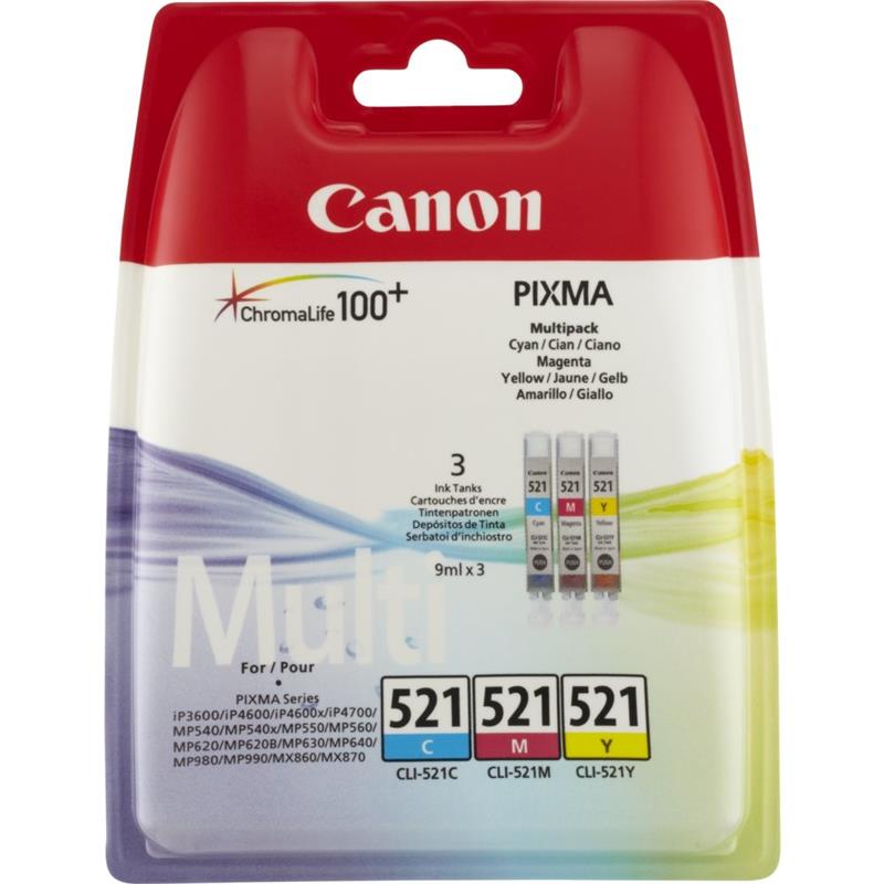 Canon CLI-521 C/M/Y Origineel Cyaan, Magenta, Geel 3 stuk(s)
